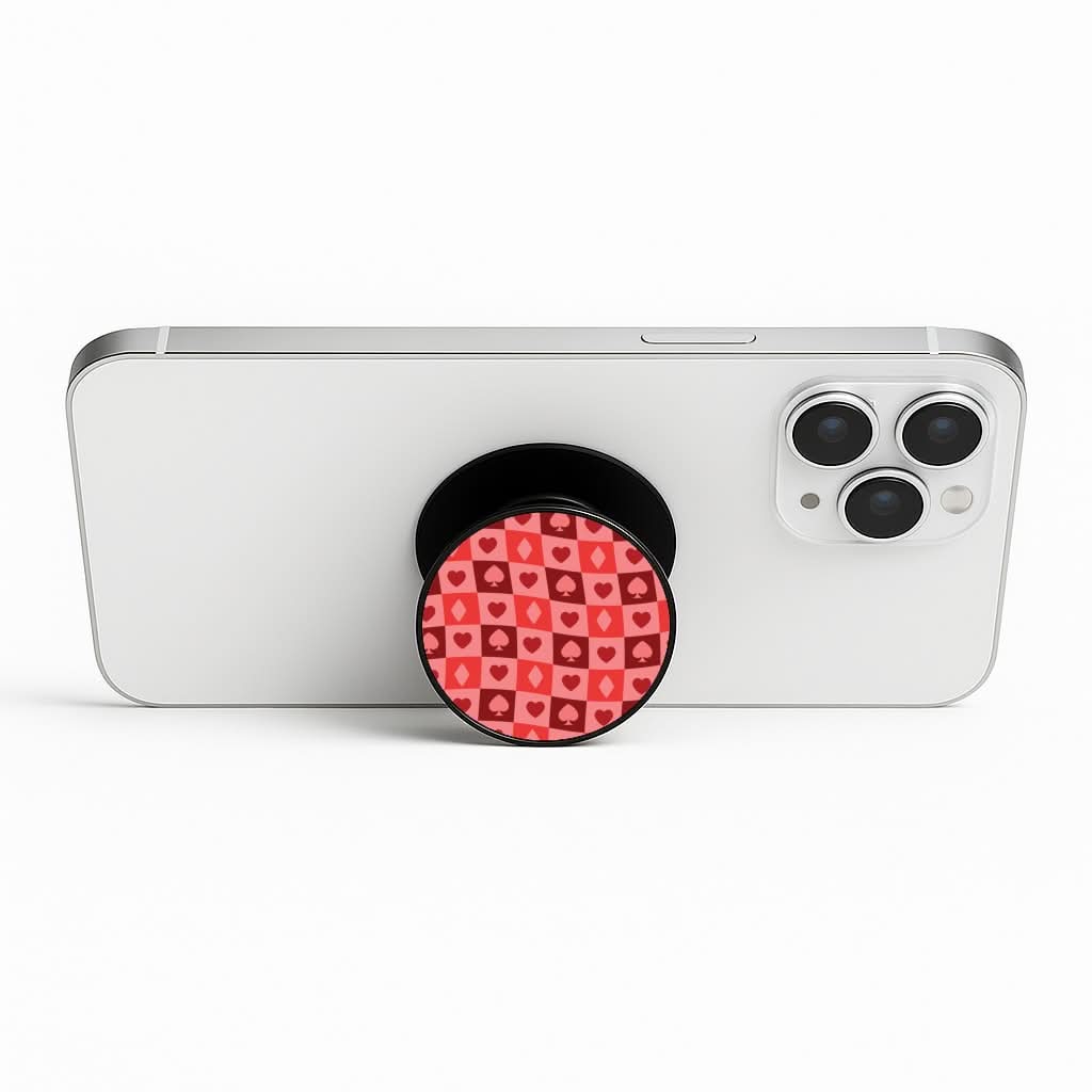 Card Suits Pattern Red Phone Stand