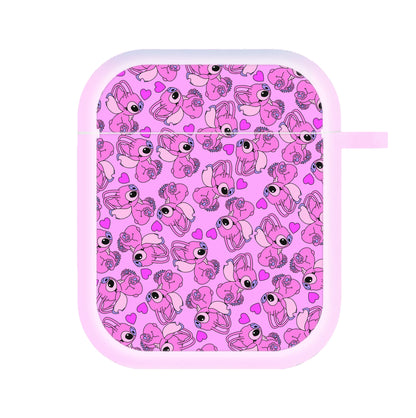 Love Heart Pattern - Pink Alien AirPods Case