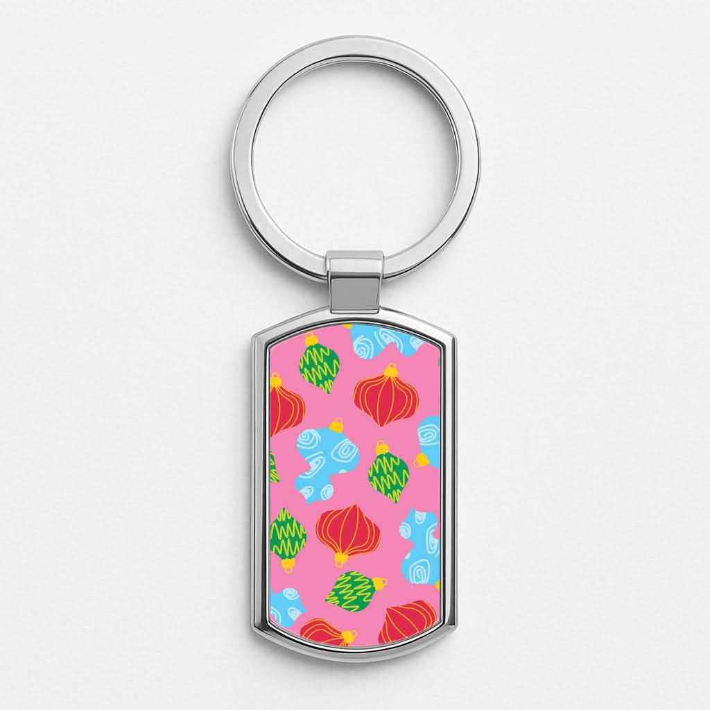 Abstract Christmas Baubles Pattern Luxury Keyring