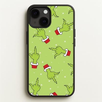 Green Middle Finger Christmas Pattern iPhone 13 Mini Case