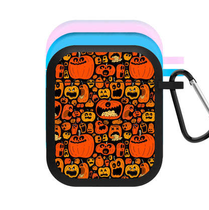 Scary Pumpkin Halloween Pattern AirPods Case