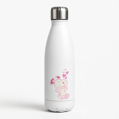 Cartoon Beagle Valentine Hearts Pattern White Water Bottle