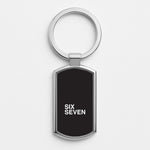 6 7 Black Silver Metal Keyring