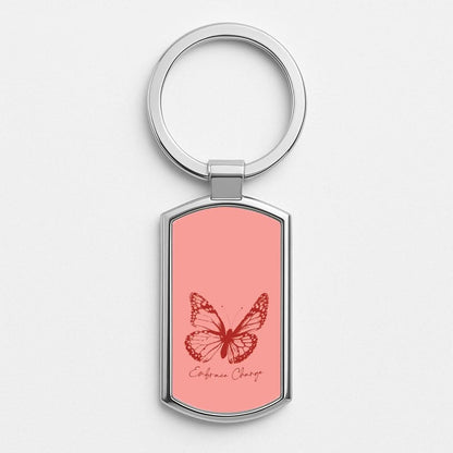 Embrace Change Butterfly Silver Metal Keyring