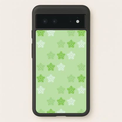 Green Slowflakes Christmas Pattern Google Pixel 6 Case