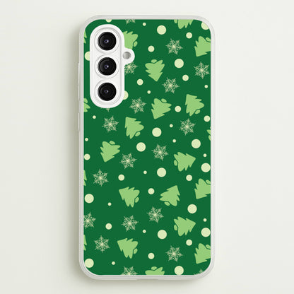 Cartoon Christmas Trees And Snowflakes Pattern Galaxy A16 Case