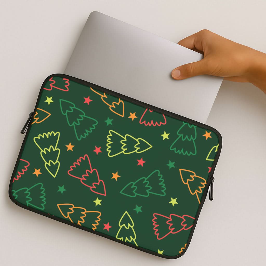 Colourful Christmas Tree Outlines Pattern MacBook Cover