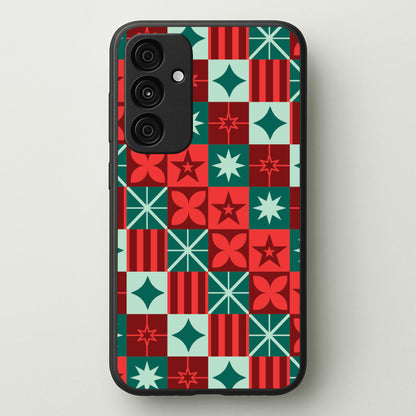 Geometric Square Christmas Pattern Galaxy A35 Case