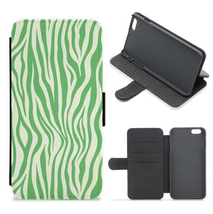 Green Zebra - Animal Patterns Flip / Wallet Phone Case