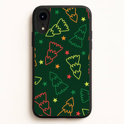 Colourful Christmas Tree Outlines Pattern iPhone XR Case