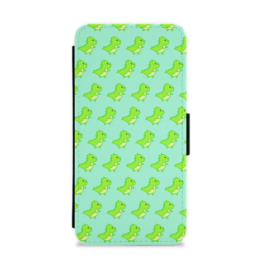 Green Dinosaurs Pattern - Dinosaurs Flip / Wallet Phone Case