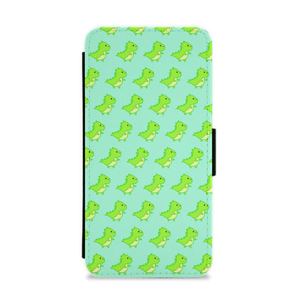 Green Dinosaurs Pattern - Dinosaurs Flip / Wallet Phone Case