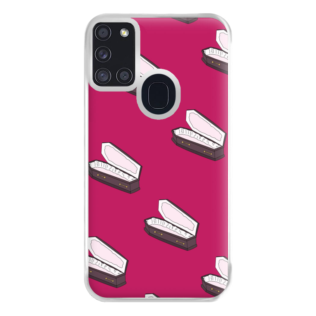 Bright Pink Coffin Pattern Galaxy A21s Case