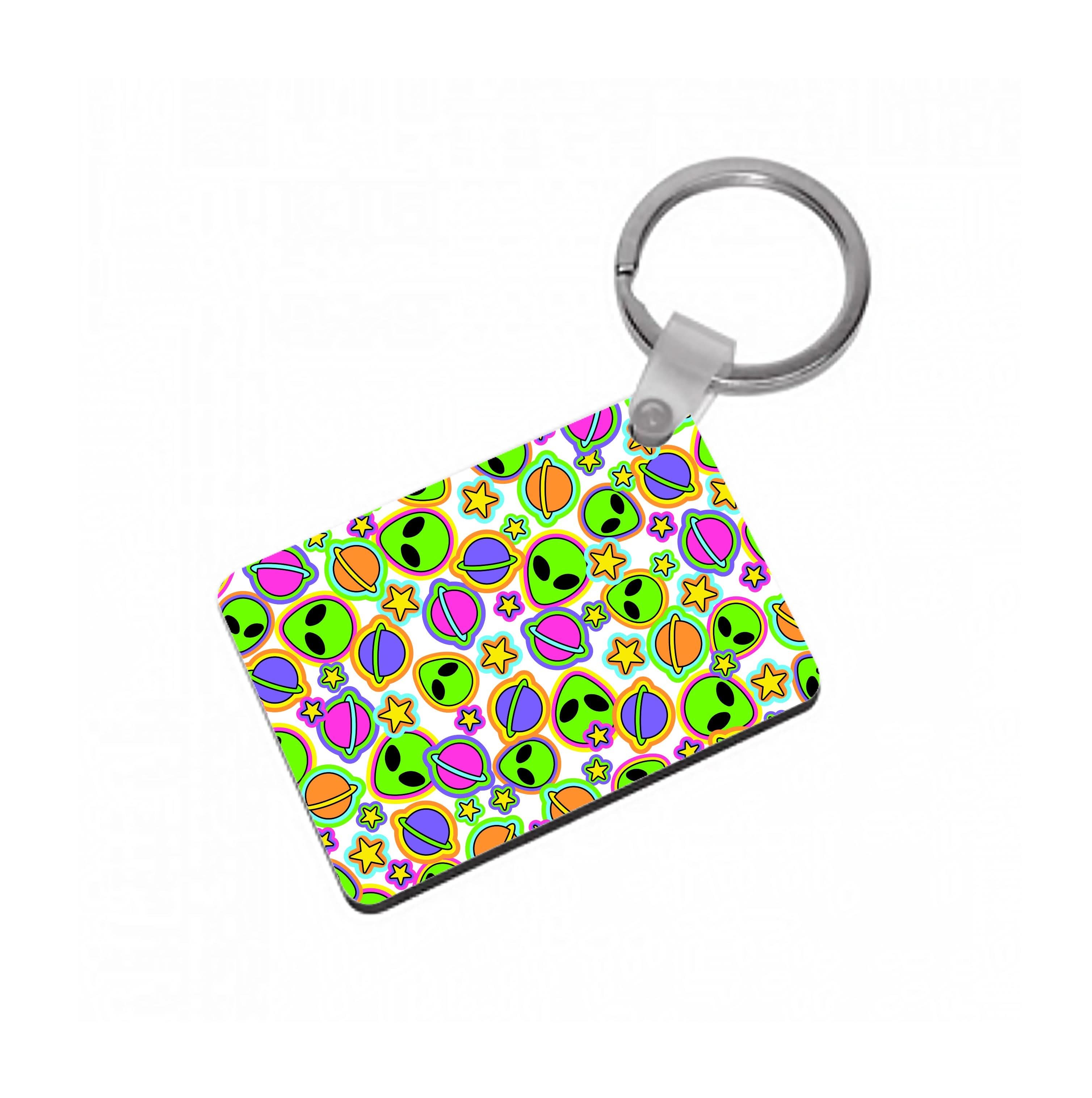 Colourful Aliens And Stars Keyring