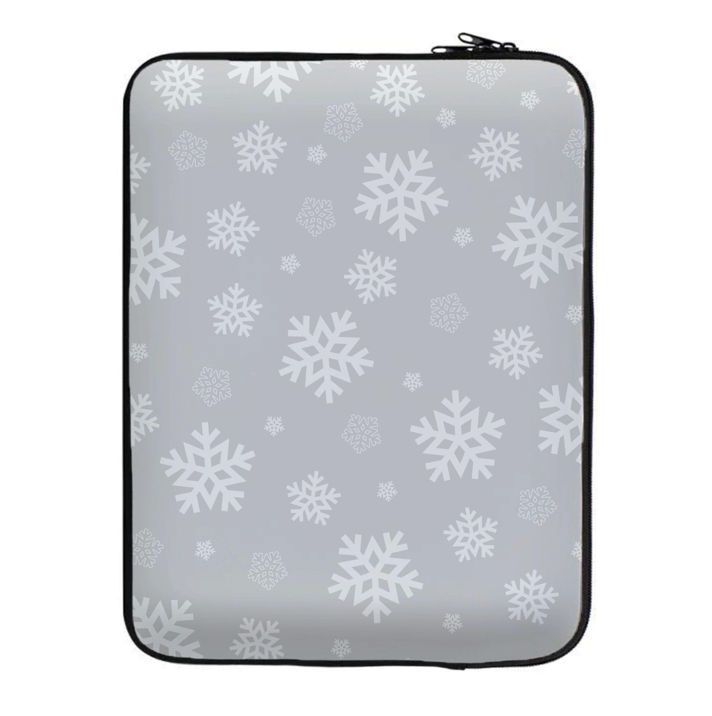 Grey Snowflake Pattern Laptop Sleeve