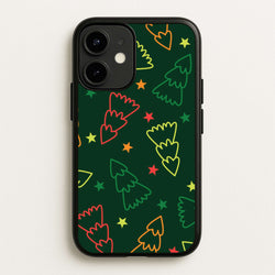 Colourful Christmas Tree Outlines Pattern iPhone 12 / 12 Pro Case