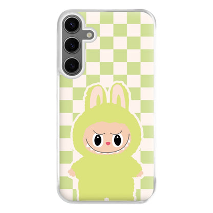 Checkered Cute Green Monster  Galaxy S25 Plus Case