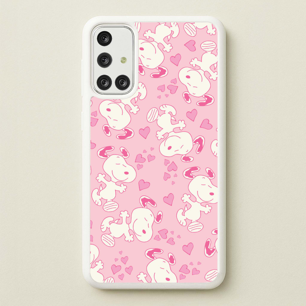 Cartoon Beagle Valentine Hearts Pattern Galaxy A71 Case