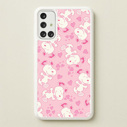 Cartoon Beagle Valentine Hearts Pattern Galaxy A71 Case