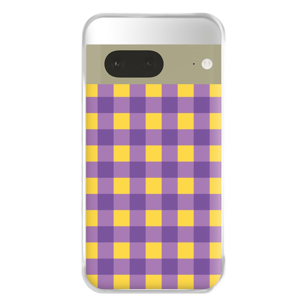 Purple And Yellow Checkered Pattern Google Pixel 7a Case