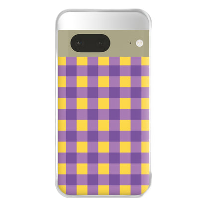 Purple And Yellow Checkered Pattern Google Pixel 7a Case