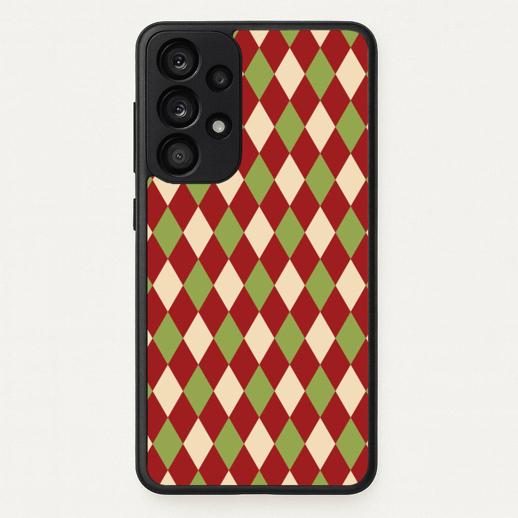 Red And Green Argyle Christmas Pattern Galaxy A53 Case
