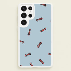 Race Cars Pattern Blue Galaxy S22 Ultra Case