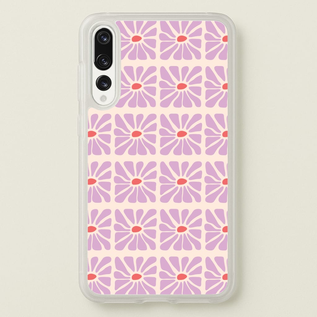 Square Abstract Flowers Mauve Huawei P20 Pro Case