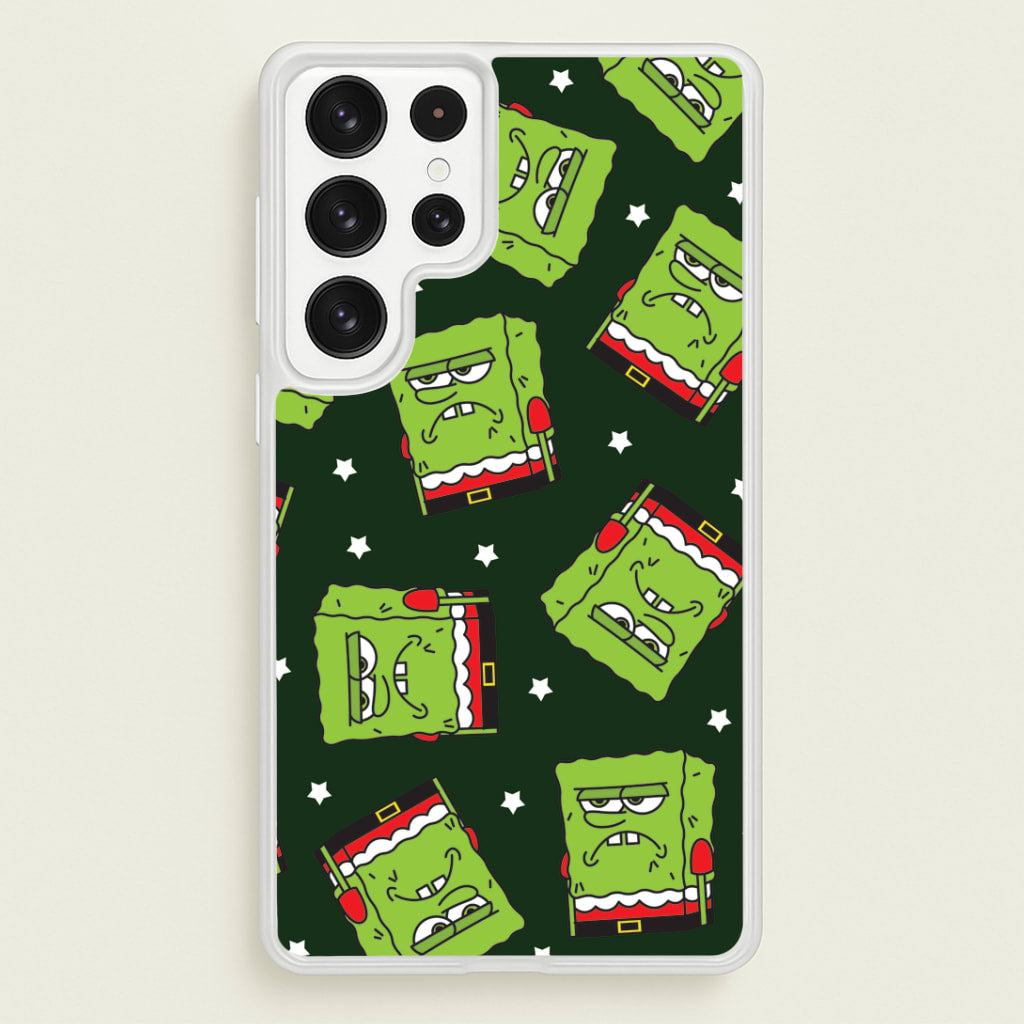 Grumpy Christmas Cartoon Sponge Pattern Galaxy S22 Ultra Case