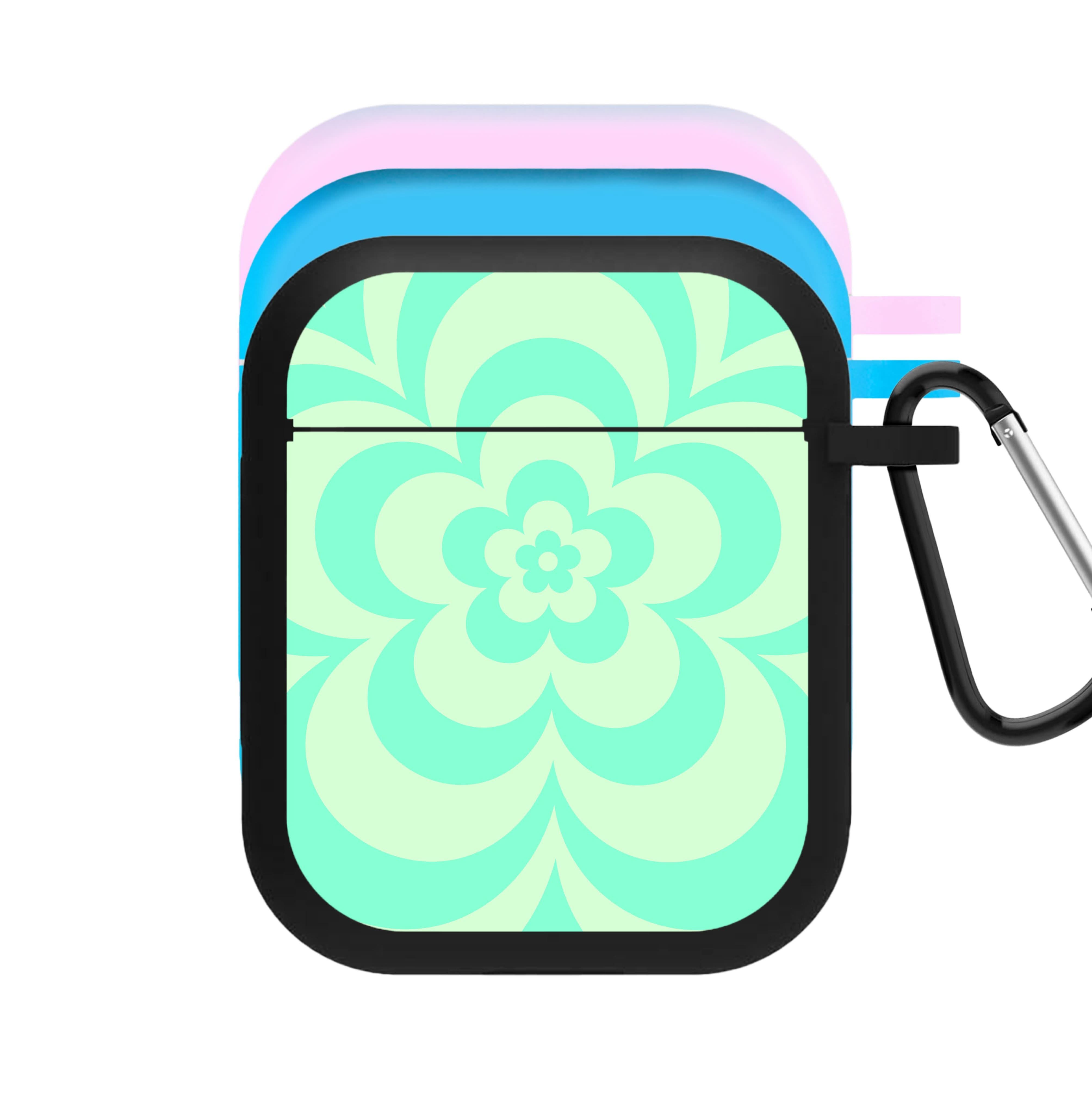 Teal Abstract Flower Pattern  AirPods Case