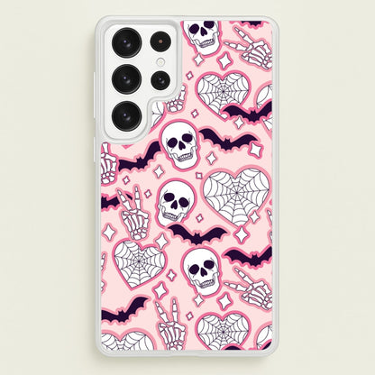 Cute Halloween Stickers Pattern Galaxy S22 Ultra Case