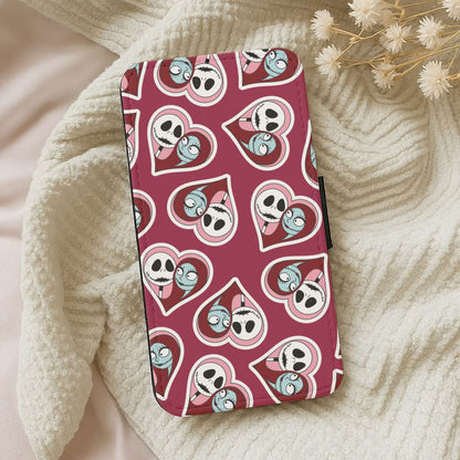J And S Heart Pattern Leather Phone Case