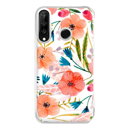 Peach Watercolour Floral Pattern Phone Case