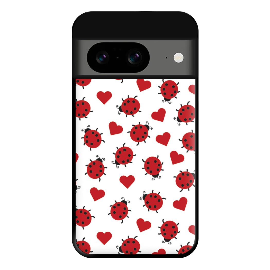 Ladybugs And Hearts Pattern Google Pixel 8a Case