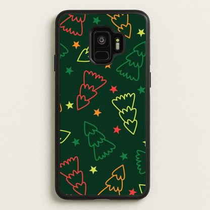 Colourful Christmas Tree Outlines Pattern Galaxy S9 Case