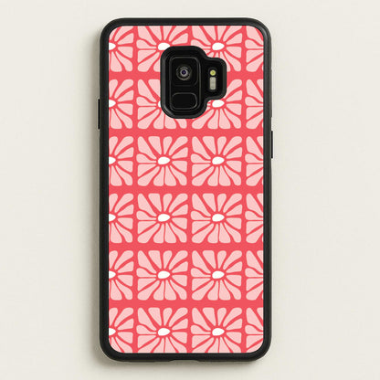 Square Abstract Flowers Pink Galaxy S9 Case