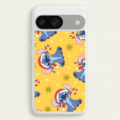 Cute Blue Alien Candycane Christmas Pattern Google Pixel 9 / 9 Pro Case