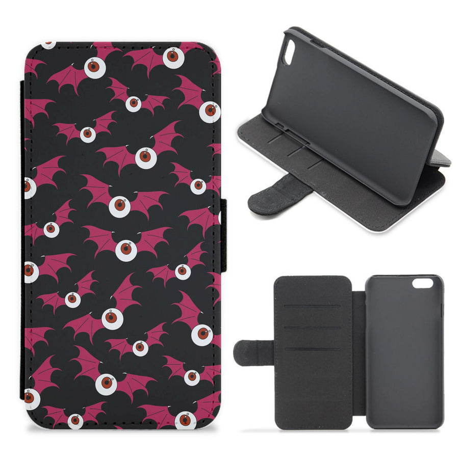 Red Bat Pattern Flip / Wallet Phone Case