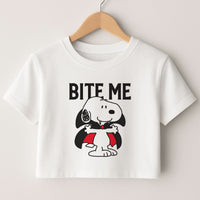 Bite Me Cartoon Beagle Crop top