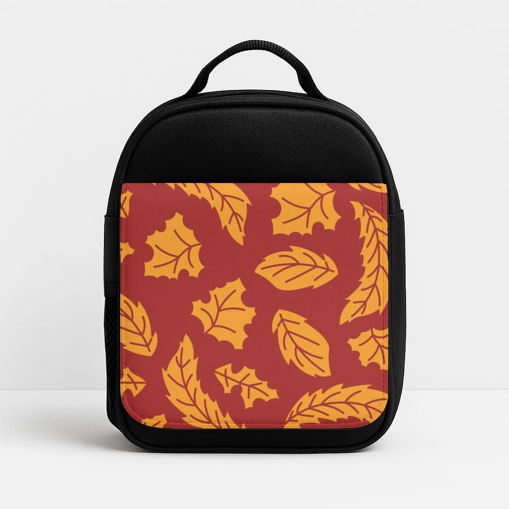 Orange Leaves Pattern Insulated Lunch Bag