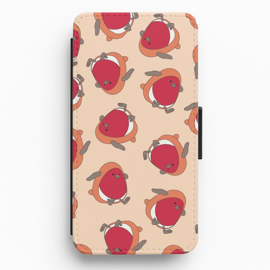 Christmas Robin Plush Pattern Flip / Wallet Phone Case