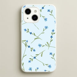 Baby Blue Floral Pattern iPhone 14 Plus Case