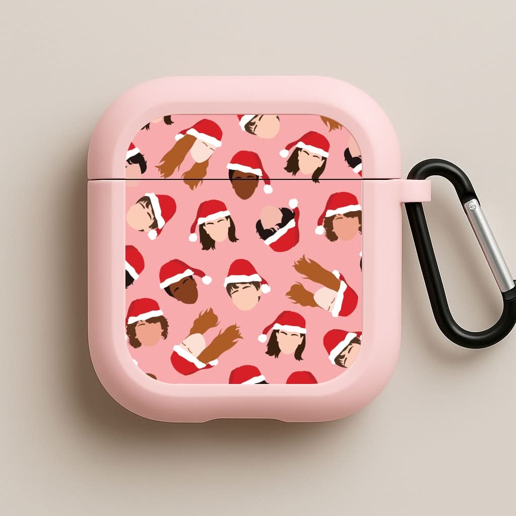 Christmas Stranger Crew Pattern Pink AirPods Case