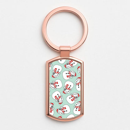 Cartoon Beagle Snowman Pattern Rose Gold Keyring