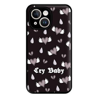 Cry Baby Monochrome Hearts Pattern iPhone 14 Plus Case