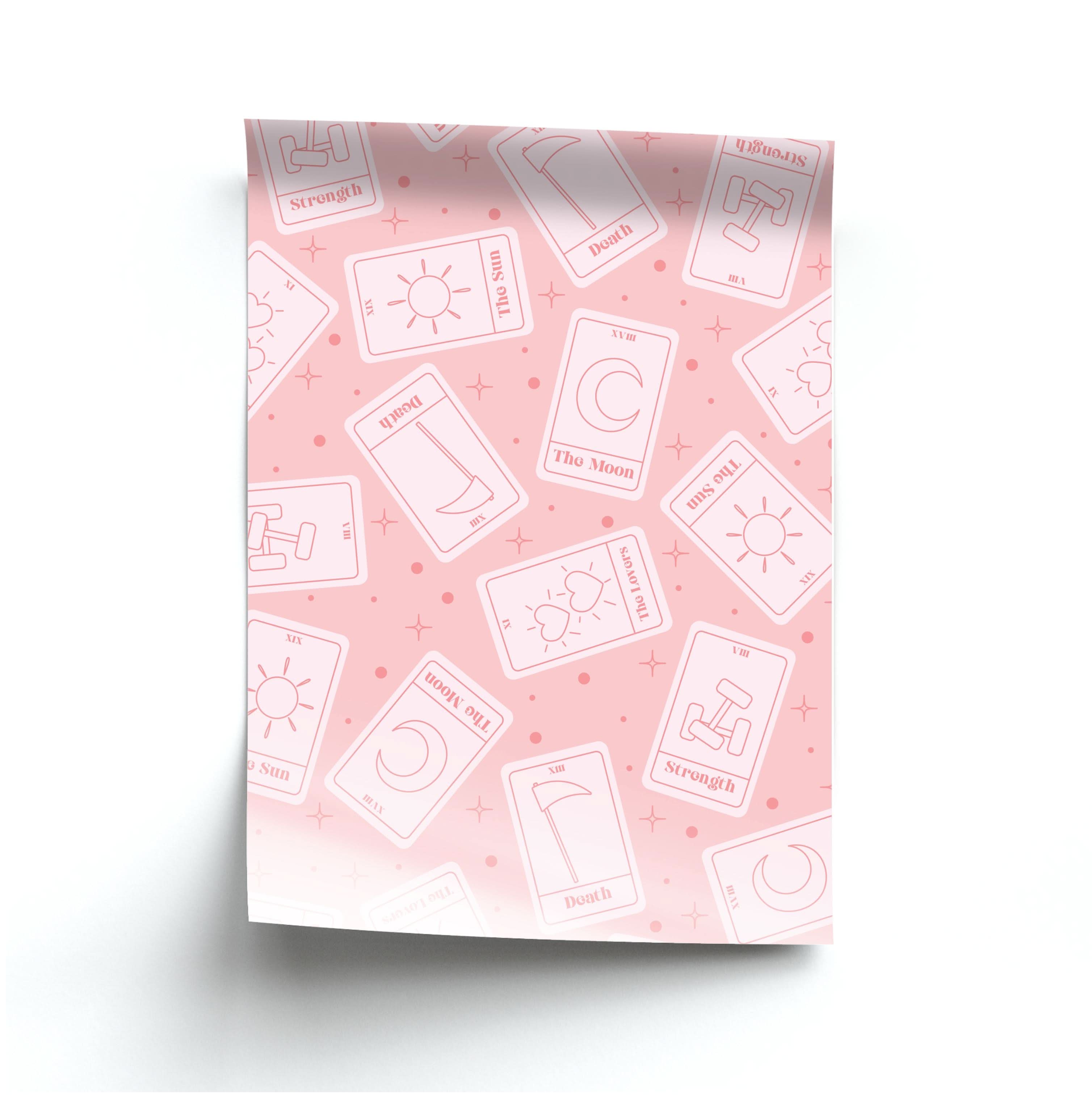 Pastel Pink Tarot Cards Pattern Poster