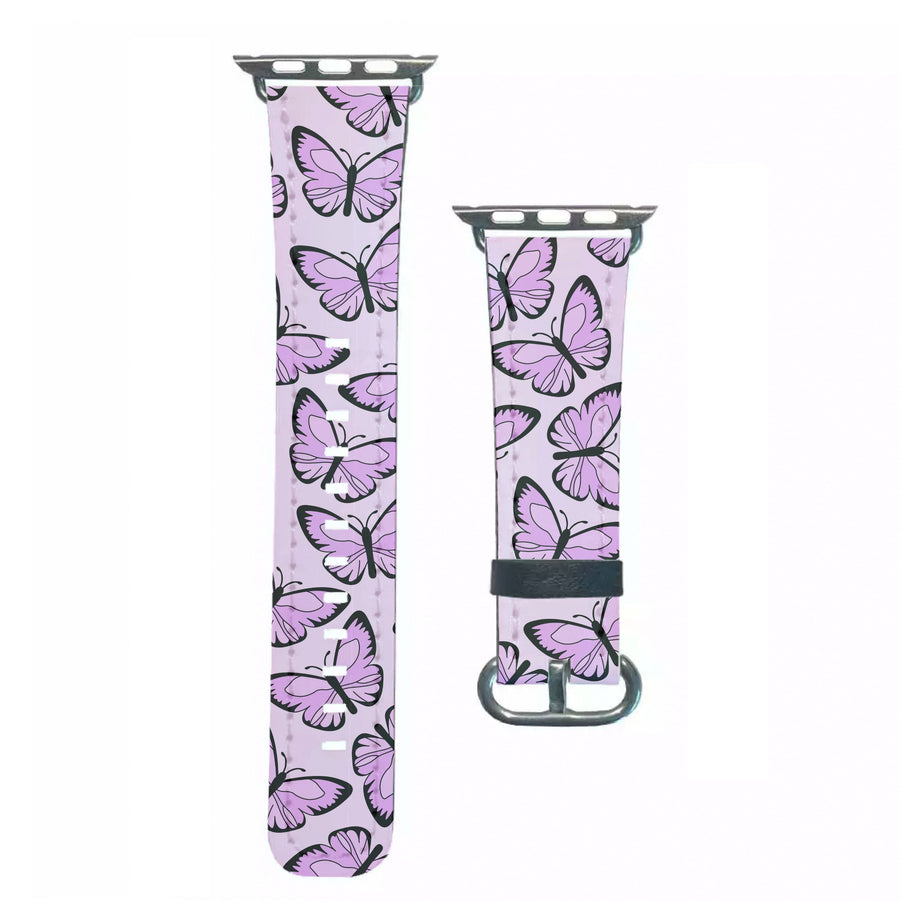 Pink And Black Butterfly - Butterfly Patterns Apple Watch Strap