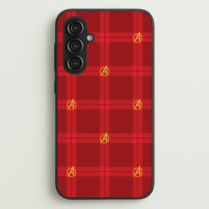 Superhero Team Red Tartan Pattern Galaxy S23FE Case
