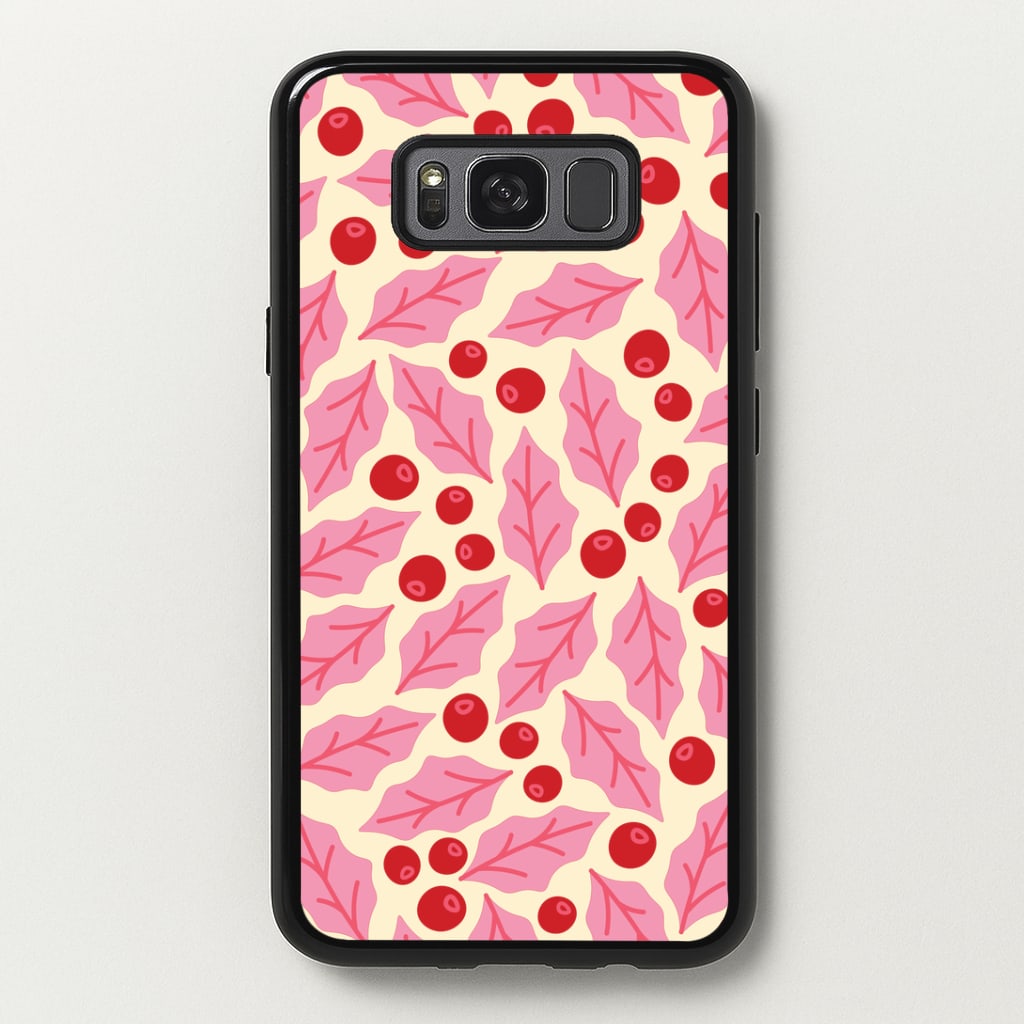 Pink Holly And Berries Pattern Galaxy S8 Plus Case