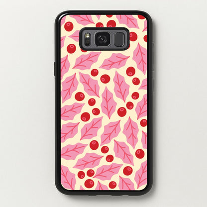 Pink Holly And Berries Pattern Galaxy S8 Plus Case